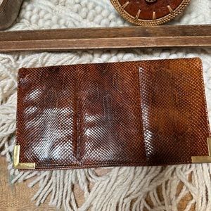 Cuero VAca Argentina vintage leather snakeskin purse  multi functional handbag